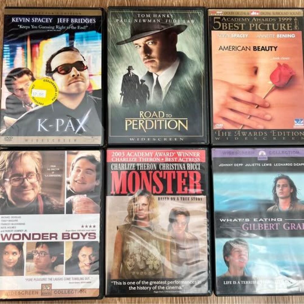 Lot of 6 DVDs: What's Eating Gilbert Grape, Wonder Boys, Monster, & More